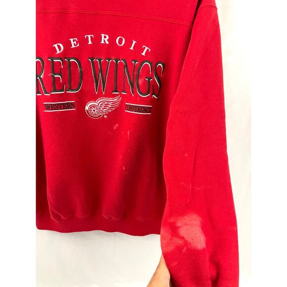 VTG Detroit Red Wings Embroidered NHL Sweatshirt  LARGE 1990's Lee Sport READ - Picture 4 of 16